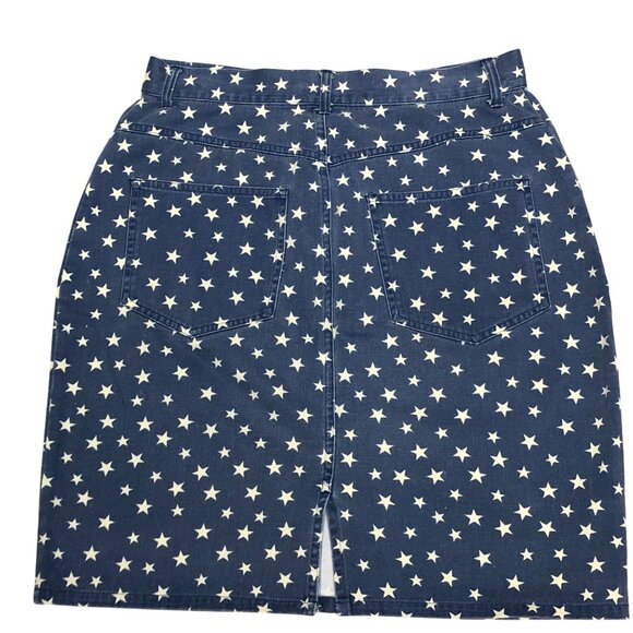 Vintage Country Store Blue Denim‎ Star Print Skirt Size 10 - Picture 4 of 5
